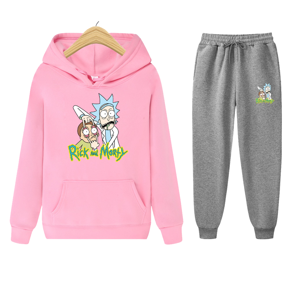 Two-piece fashion hooded sweatshirt funny funny Morty Rick sportswear men's track suit hoodie autumn brand clothes hoodie + pant