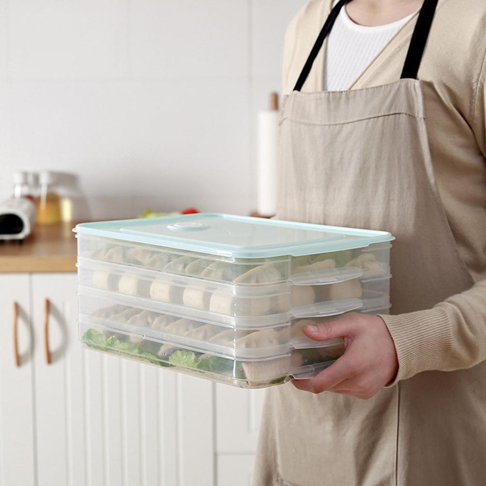 ATUCOHO Store Single Layer Dumpling Boxes Storage Tray Food Container Box To Keep Frozen Dumpling Storage Plastic Boxes Cool