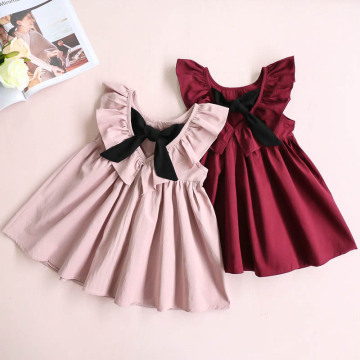 2020 New Summer Girls' Dress Baby Cute Bow Pleated Open-back Party Princess Dress Children's Kids Girls Clothing