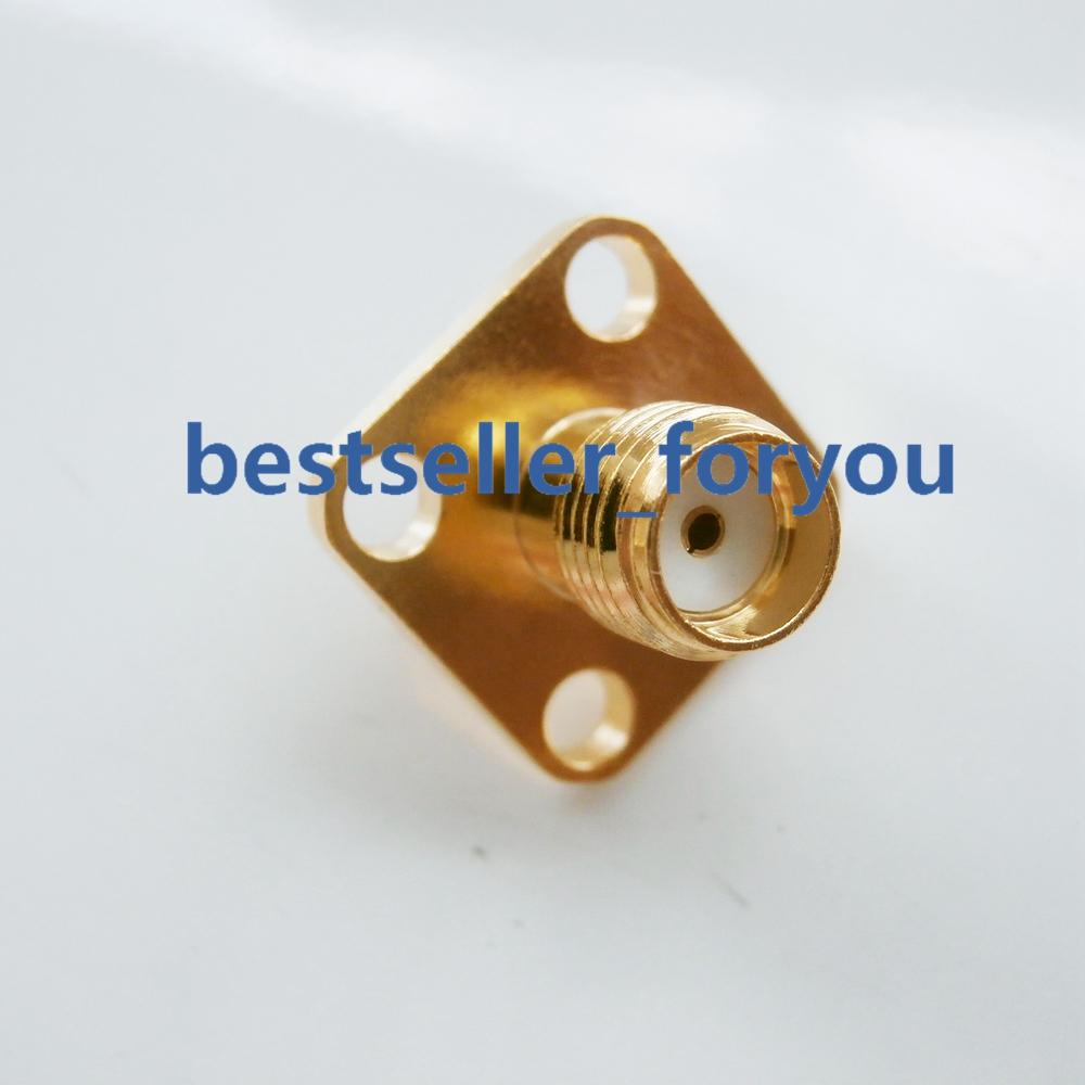 5Pcs SMA female 4-hole panel mount flange RF coax connector with solder cup