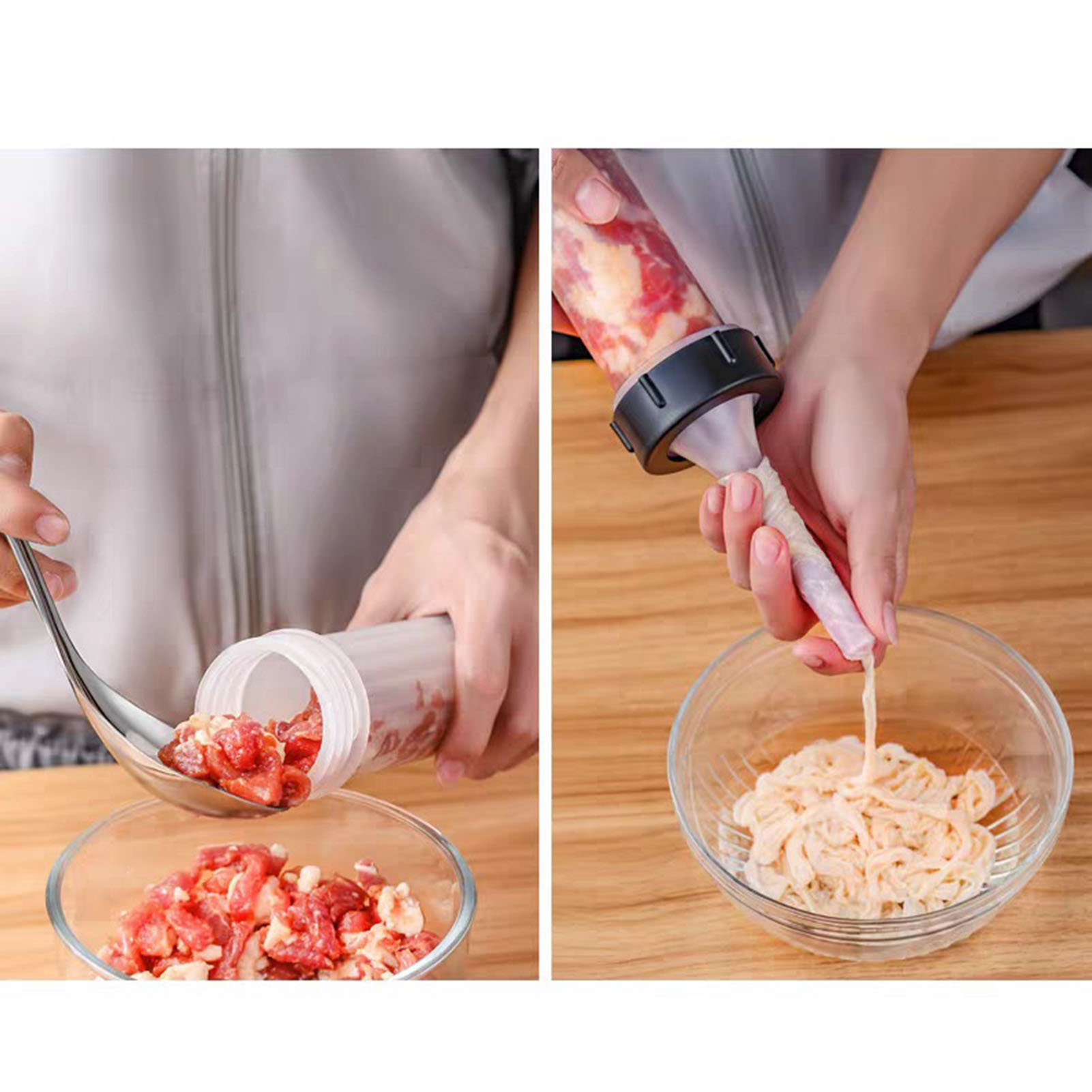 Household Homemade Manual Meat Beef Sausage Maker Stuffer Filling Funnel Tool Portable Meat Tube Funnel Set Kitchen tool