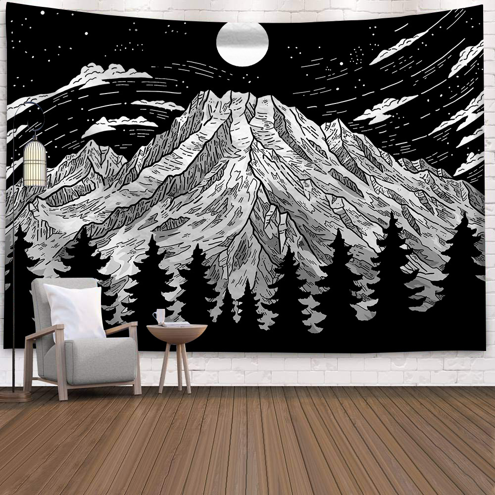 Psychedelic Moon Starry Tapestry Flower Wall Hanging Room Sky Carpet Dorm Tapestries Art Home Decoration