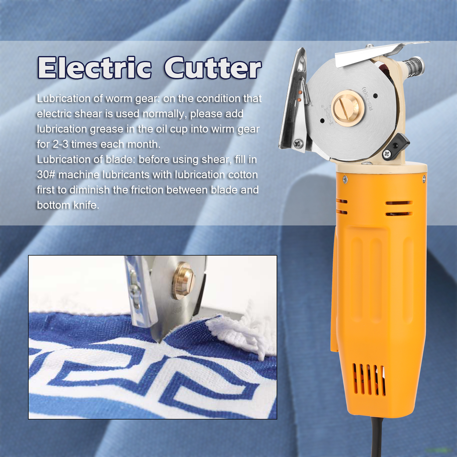 150W Electric Cutter Fabric Cutter Rotatory Blade Scissors Cloth Cutting Machine Angle Grinder 70mm Round Blade
