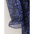 toppies flowers printing mesh yean dress summer mini dress for women long sleeve spliced ruffles blouses