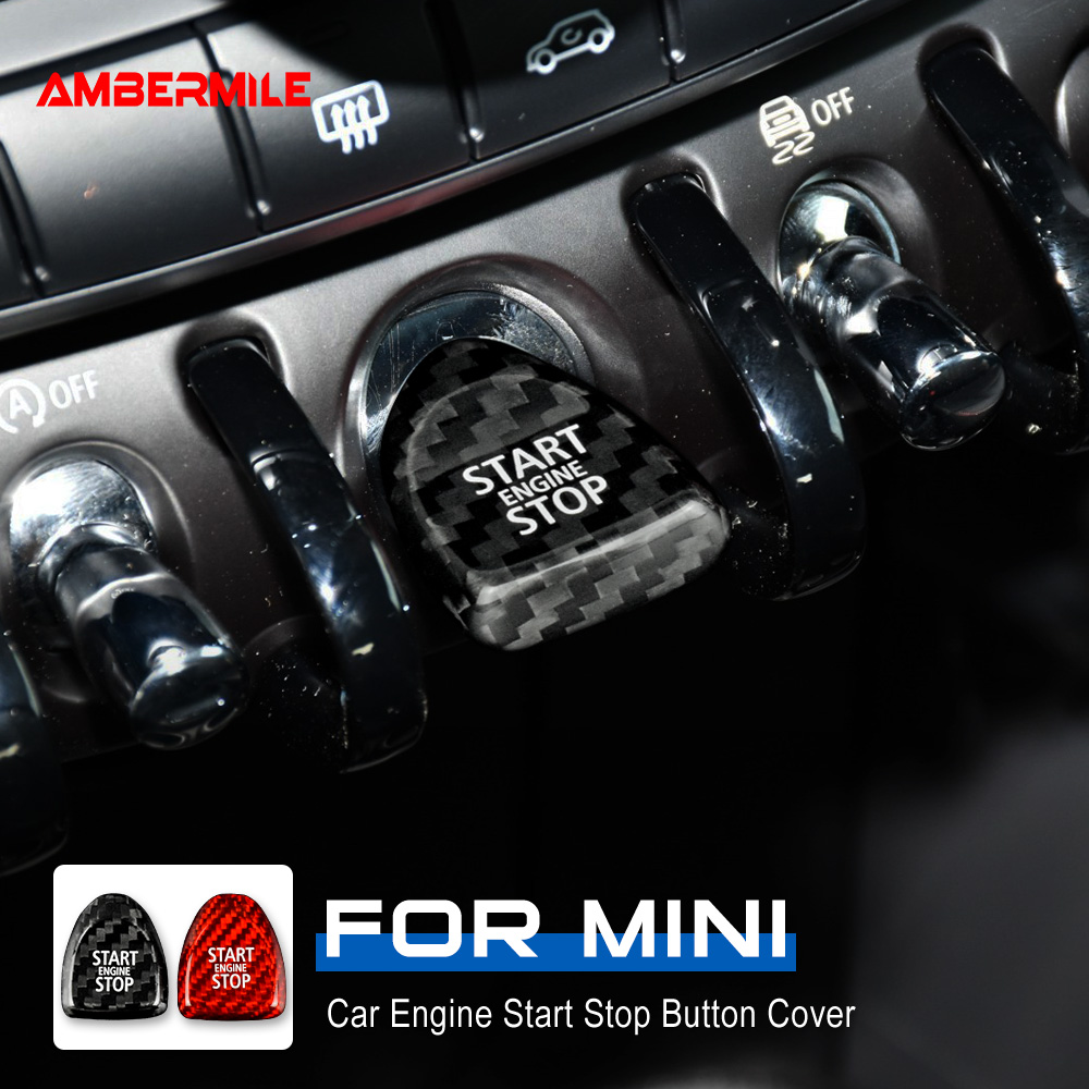 Carbon Fiber Engine Start Stop Button Interior Trim Cover Sticker for Mini Cooper F54 F55 F56 F57 F60 Accessories Car Styling