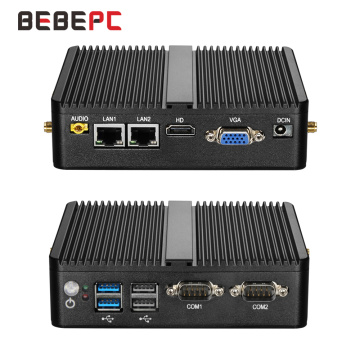 BEBEPC Mini PC Celeron J4105 J1900 Quad-Core Dual LAN Fanless Desktop Computers Celeron N2830 J1800 Windows 10 WIFI HD minipc