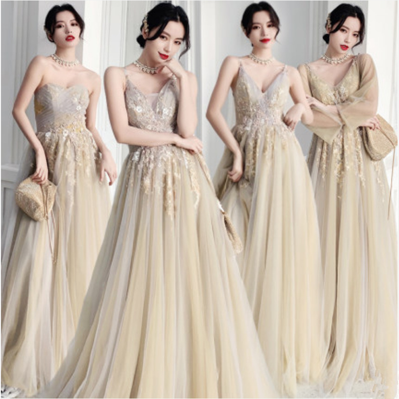 2020 New Stylish Bridesmaid Dresses Long Elegant Prom Formal Party Gown Lace Appliques Robe De Soiree Longue