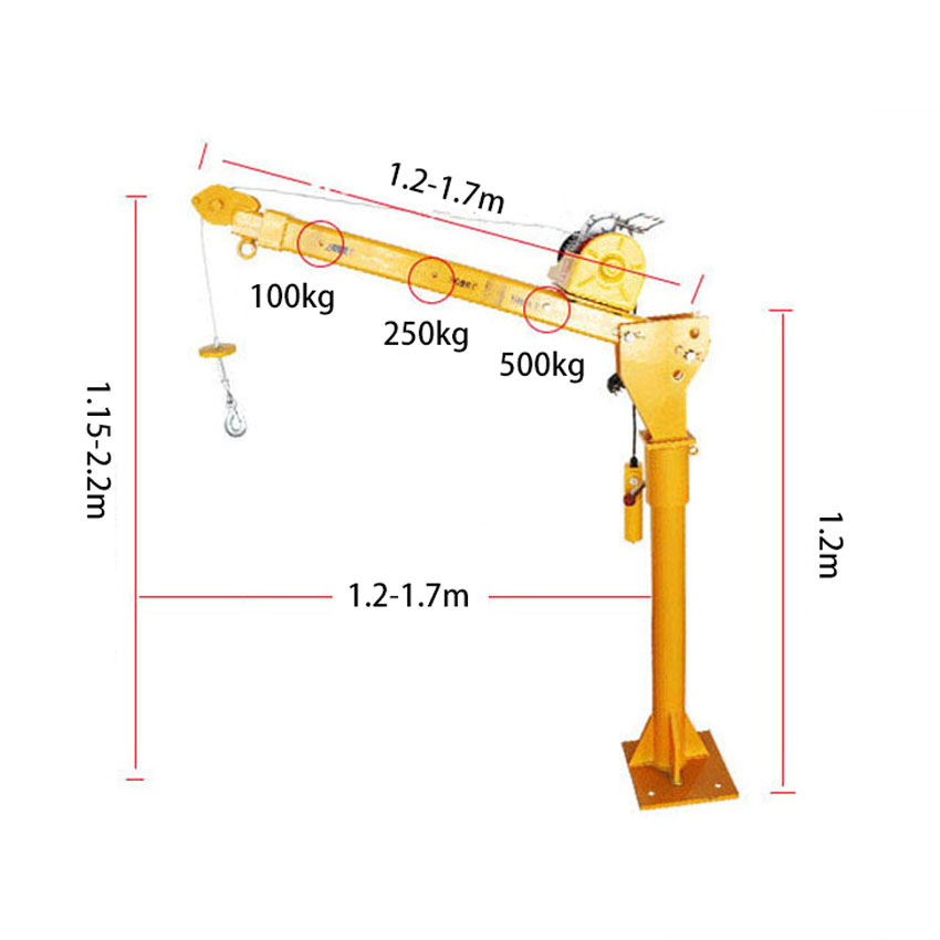 500KG 220V 1000W Household Electric Hoist Crane Small Truck Crane Car Lifting Crane Machine With Remoting Control And Handle