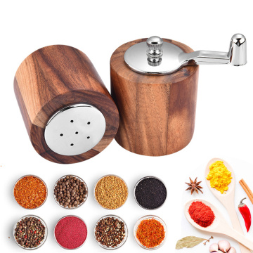 Solid Wood Salt and Pepper Mills With Adjustable Coarseness Hand Crank Spice Sauce Grinder Mill Shakers Kitchen Cooking Tools