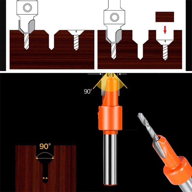 6 Size Hss Countersink Drill Bit Woodworking Screws Chamfering Wood Hole Drills Bit Countersinking round Shank Timber Working