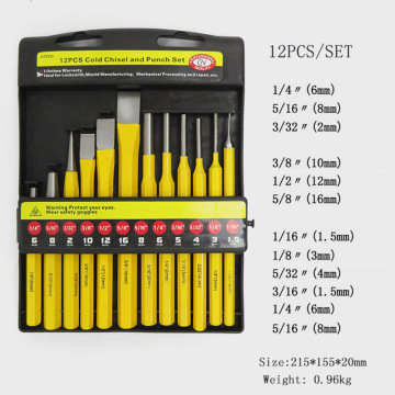 Cold Chisel Set Pin Punch Set Chromium Vanadium Steel Hand Carving Tools Cold Chisel and Punch Set