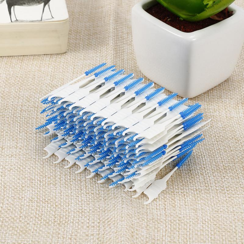 120 Pcs Tooth Hygiene Floss Adults Dual Interdental Brush Toothpick Teeth Stick Floss Pick Oral Gum Teeth Cleaning Care