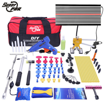 PDR Tools Paintless Dent Repair Tools Dent Removal car Kit LED Reflector Board Dent Puller Glue gun pump wedge Hand Tool Set