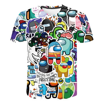 Funny Game Among Us Tops 4-16T Children Boys T-Shirt Impostor Graphic Kid Tops 3D Cartoon Shirts Summer Short Sleeve Cool Tee