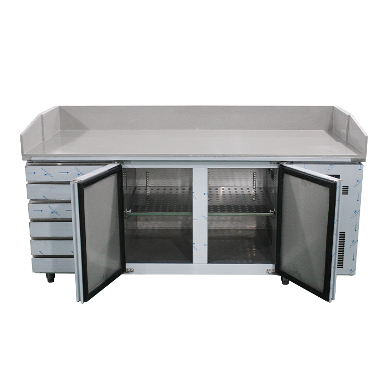 pizza preparation table with cooling drawers