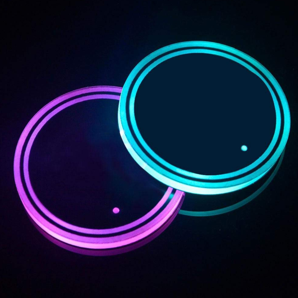 New Car LED Light Cup Holder Automotive Interior USB Colorful Lights Lamp Drink Holder Anti-Slip Mat Auto Products