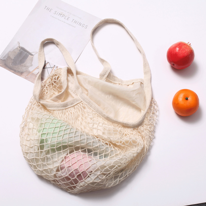 Women Lady Foldable Recycle Bag Eco Reusable Mesh Net woven String Bag Shopping Bag Fruit Vegetable Grocery Storage Handbag Tote
