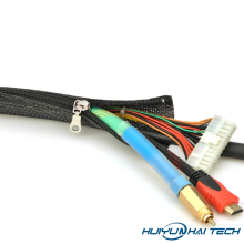 Zipper braided sleeve for wire and cable