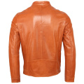 Men Leather Jacket Soft Thin 100% Natural Sheepskin Orange Slim Fit Man Genuine Leather Jacket Male Skin Coat Spring Autumn M356