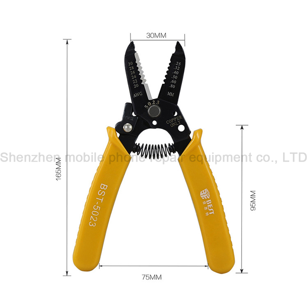 BST-5023 Multi-Functional Precision Fiber Cable Wire Stripper 20-30 AWG Copper Cable Hardened Steel Wire Stripper Plier Tools