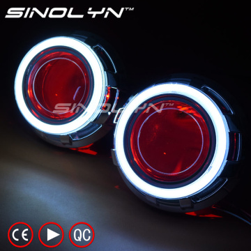 Sinolyn Projector Headlight Lenses H4 Koito Q5 D2S Bi-xenon Lens LED Angel Devil Eyes Kit For Cars Accessories Retrofit Style