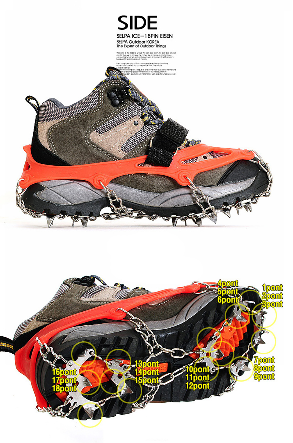 Quality Outdoor Climbing Antiskid Crampons Winter Walk 18 Teeth Ice Fishing Snowshoes Manganese Steel Slip Shoe Covers