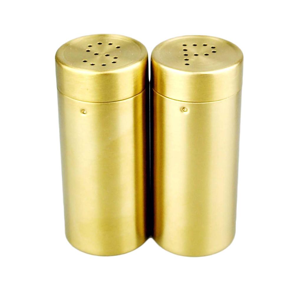 2pcs/ A Set Gold "SP"Stainless Steel Spice Jar Condiment Set Seasoning Bottles Set Salt Pepper Shakers Spice Cruet Sets