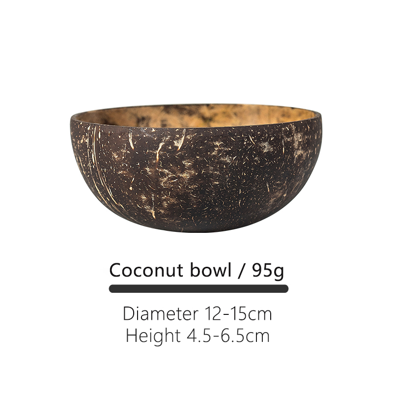 Internaul Natural Coconut Bowl Fruit Decoration Fruit Salad Noodle Bowl Wooden Rice Bowl Craft Decoration Creative