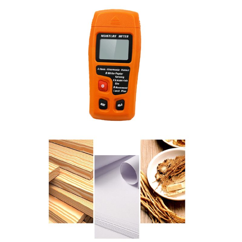 0-99.9% Handheld Digital Wood Moisture Meter Large LCD Display Humidity Tester Hygrometer Timber Damp Detector with 2 Test Probe