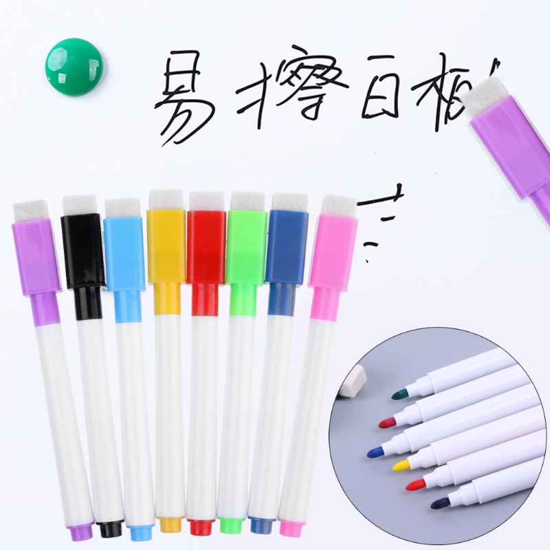 1 Set Magnetic Whiteboard Pen Erasable Marker Whiteboard 8 Colors Office Supplies School Stationery