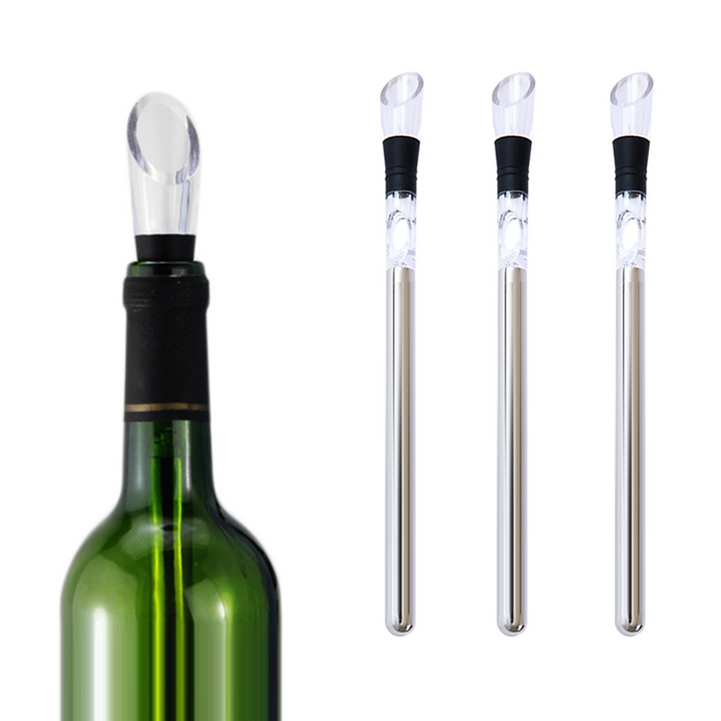 1pc X Bar Tool Stainless Steel Ice Wine Stick With Wine Pourer Wine Cooling Stick Cooler Beer Beverage Frozen Stick Ice Cool