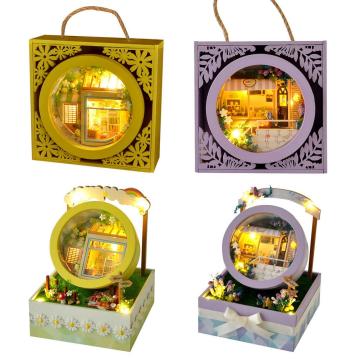 Wooden DIY Miniature Garden Box Model Kit Christmas Birthday LED Light Gift Collectible Buildings Home Decoration Crafts Gift