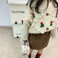 Autumn Winter Baby Girls Flower Knitted Cardigan Sweaters Coat Children Clothing Kids Handmade Wool Ball Cardigan Coat Tops