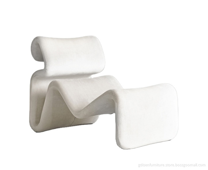 Modern designer furniture fiberglass and fabric curved chair