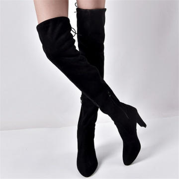 JIANBUDAN high quality Flock Women's autumn high boots sexy High heel thigh boots Side zipper fashion Over the knee boots 35-43