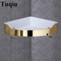 Corner Shelf Golden Stainless Steel + ABS Bathroom Shelves Chrome Wall Mount triangle Shower Caddy Rack Bath Accessories
