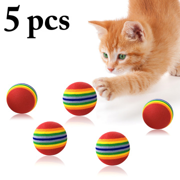 5Pcs Rainbow Ball Cat Toy Colorful Ball Interactive Pet Kitten Scratch Natural Foam EVA Ball Training Pet Supplies Product