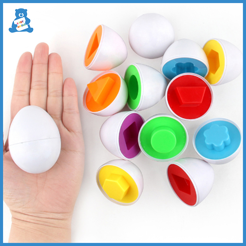 6Pcs Montessori Learning Education Math Toys Smart Eggs 3D Puzzle Game Mixed Shape Eggs Jigsaw Toys for Children Random Colors
