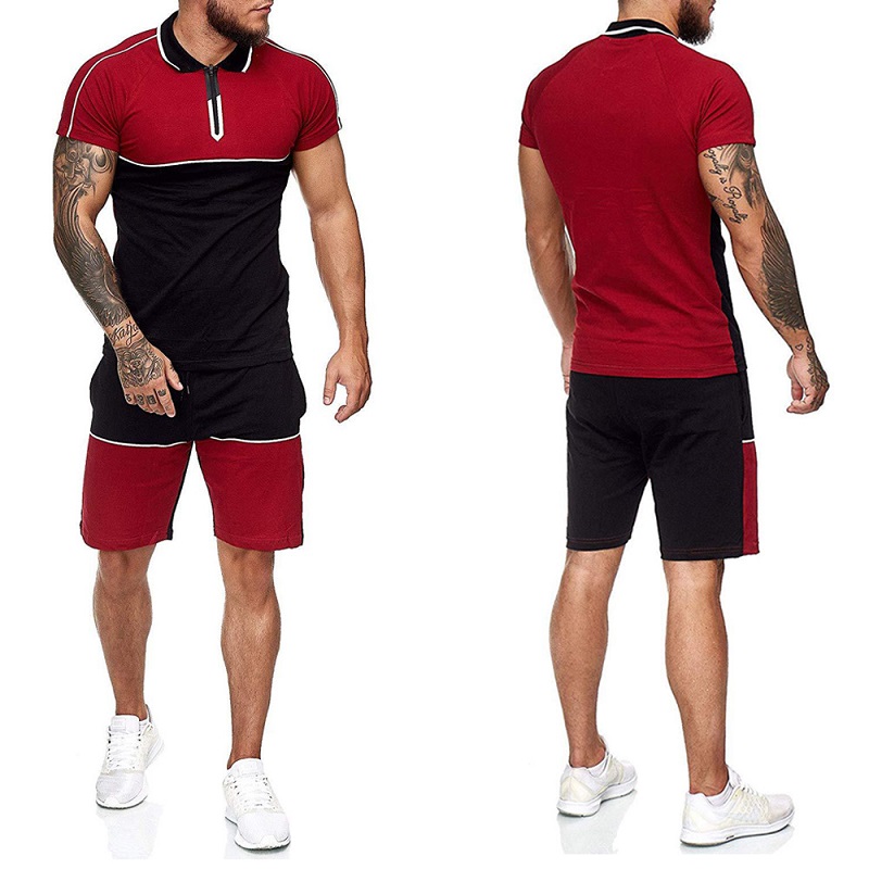 Summer men's sportswear short-sleeved + shorts suits, men's fitness wear, men's marathon jogging wear and men's casual wear.