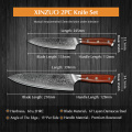 XINZUO 2 PCS Kitchen Knives Sets Japanese Damascus Steel Kitchen Knife Sharp Gyuto Chef Utility Cook Tool with Rosewood Handle