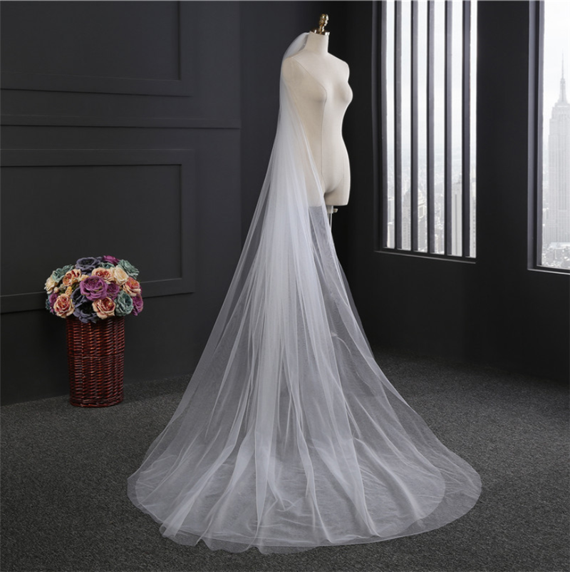 Factory wholesale Fashion Elegant Wedding Accessories 3 Meters 2 Layers Wedding Veil White Ivory Simple Bridal Veil With Comb