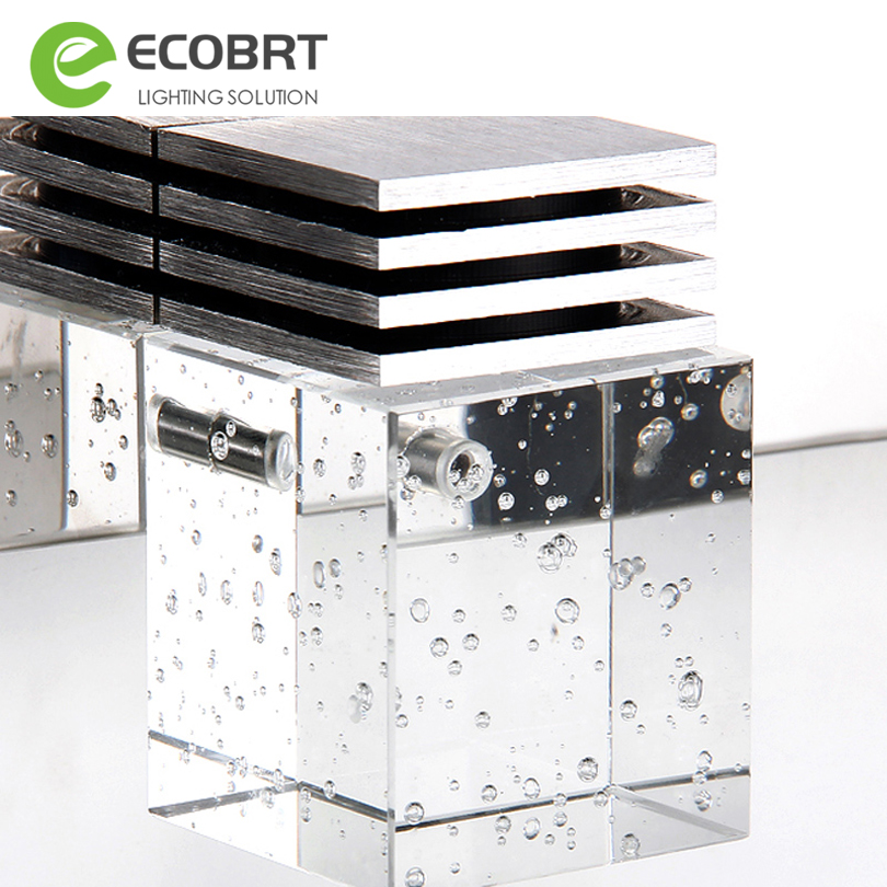 ECOBRT LED Modern Bathroom Mirror Vanity Lighting Fixtures Waterproof Crystal Wall Light Sconce Bedroom Makeup Mirror Lights
