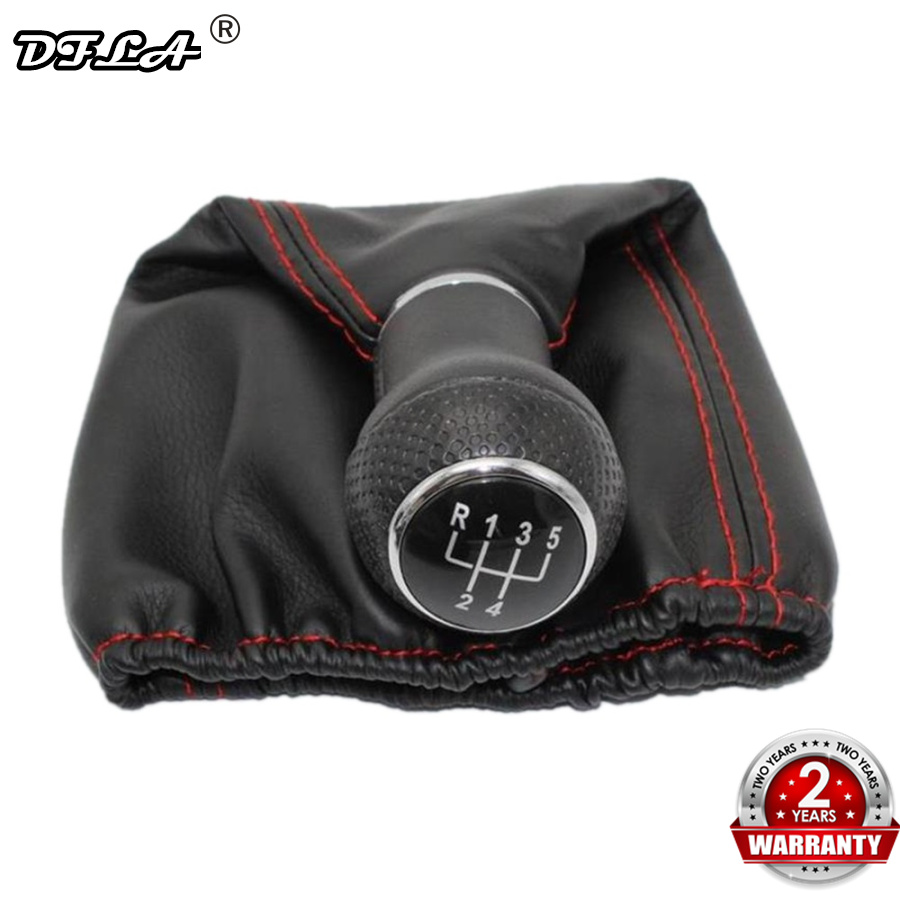 For Seat Ibiza 1996 1997 1998 1999 2000 2001 Car-Styling 5 Speed Car Gear Lever Stick Shift Knob With PU Leather Boot Red Line