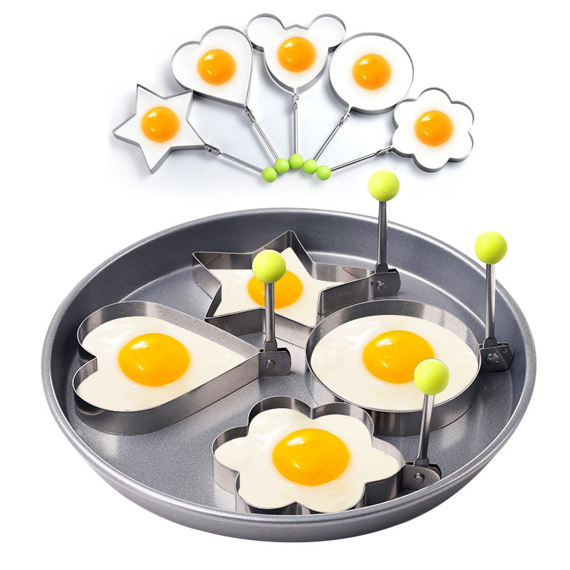 Kitchen Gadget Fried Egg Mold Stainless Steel Frying Mould Pancake Ring Egg Tool Star Love Flower Round Shape Egg Kitchen Tool