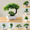 Artificial Plants Potted Bonsai Green Small Tree Plants Fake Flowers Potted Table Ornaments For Home Garden Party Hotel Decor