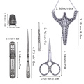 LMDZ 5pcs/ Set Vintage Silver Antique Crafts Embroidery Sewing Scissors Gift Thimble Needle Case Awl Tailor's Scissors