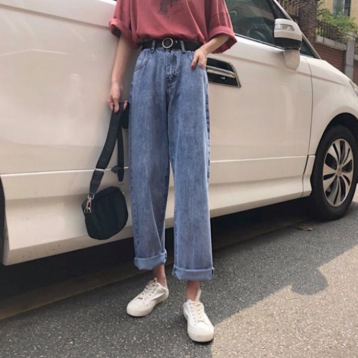 Boyfriend Jeans Women Summer Denim Solid High Waist Loose Casual Straight Korean Streetwear Lady Trouser Vintage Harem Long Pant