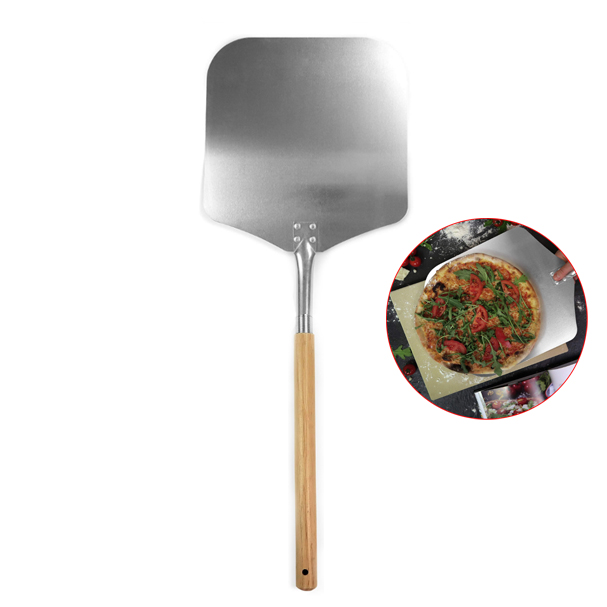 Aluminum Pizza Peel with Wood Handle Cake Shovel Baking Tools Cheese Cutter Peels Lifter Tool Removable handle Length 77cm