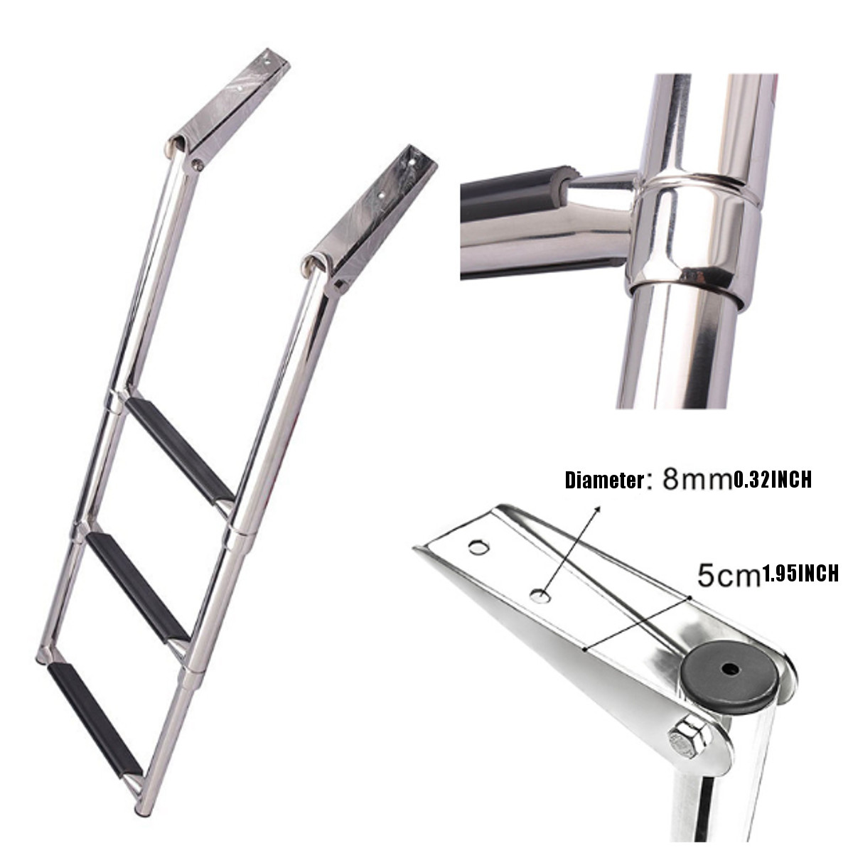 2/3/4 Steps 304 Stainless Steel Pulley Marine Hardware Under Platform Ladder For Boat Accessories Marine