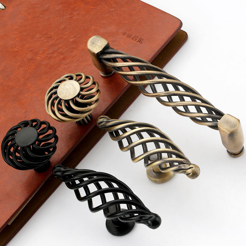 Bird Cage Furniture Handles Black Cabinet Knobs and Handles Kitchen Handle Cupboard Pulls Drawer Knobs Antique Bronze Handles